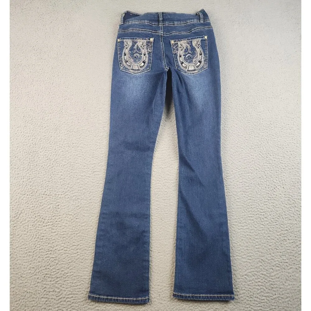 Hydraulic Jeans Womens/Jrs 7 Slim Boot Horseshoe Pocket Mid Rise Stretch Western